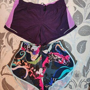 Lot of 2 Nike Womens Icon Clash Tempo and Purple Running Shorts w/liner Large